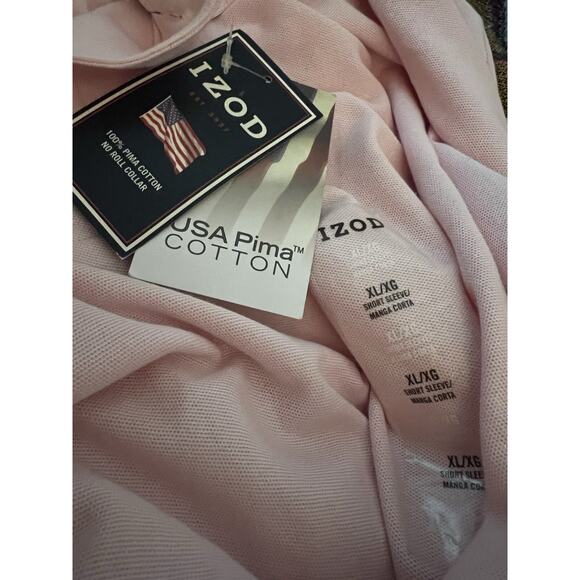 IZOD Polo Shirt Mens XL Pale Pink Cotton SS Pullover Collared NEW WITH TAGS! - Picture 3 of 4